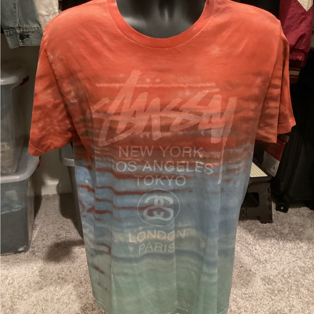 Stussy Men's Gradient Tee - Red and Blue